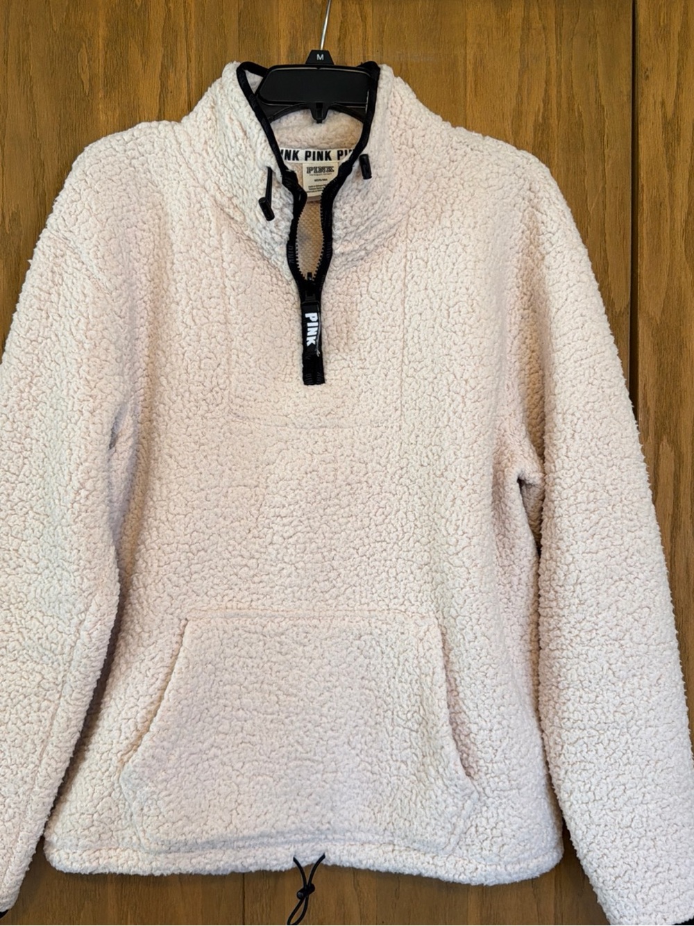 PINK Victoria's Secret Cream Sherpa Half-Zip Pullover